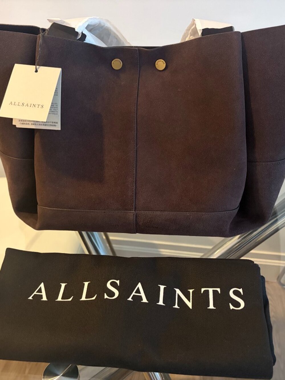 All Saints Rosalie Large Suede Tote Bag_ BRAND NEW WITH TAGS